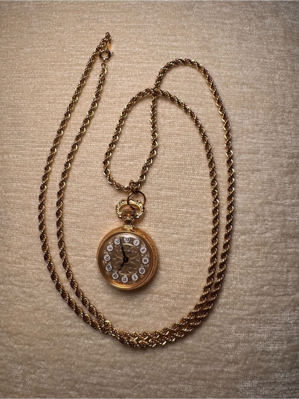 1981 Avon Gold Pocket Watch Necklace READ DESCRIPTION